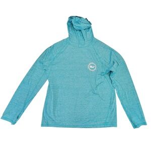 Vineyard Vines Performance Hooded Long Sleeve T Shirt Aqua Whale Logo Women's M